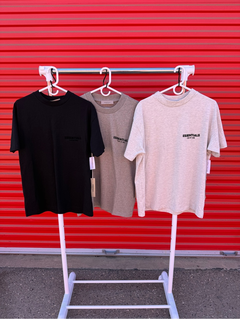 ESSENTIALS Men’s Short Sleeve Logo T-Shirt Light Oatmeal